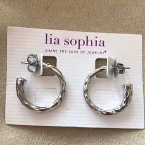 Lia Sophia Silver hoops never worn